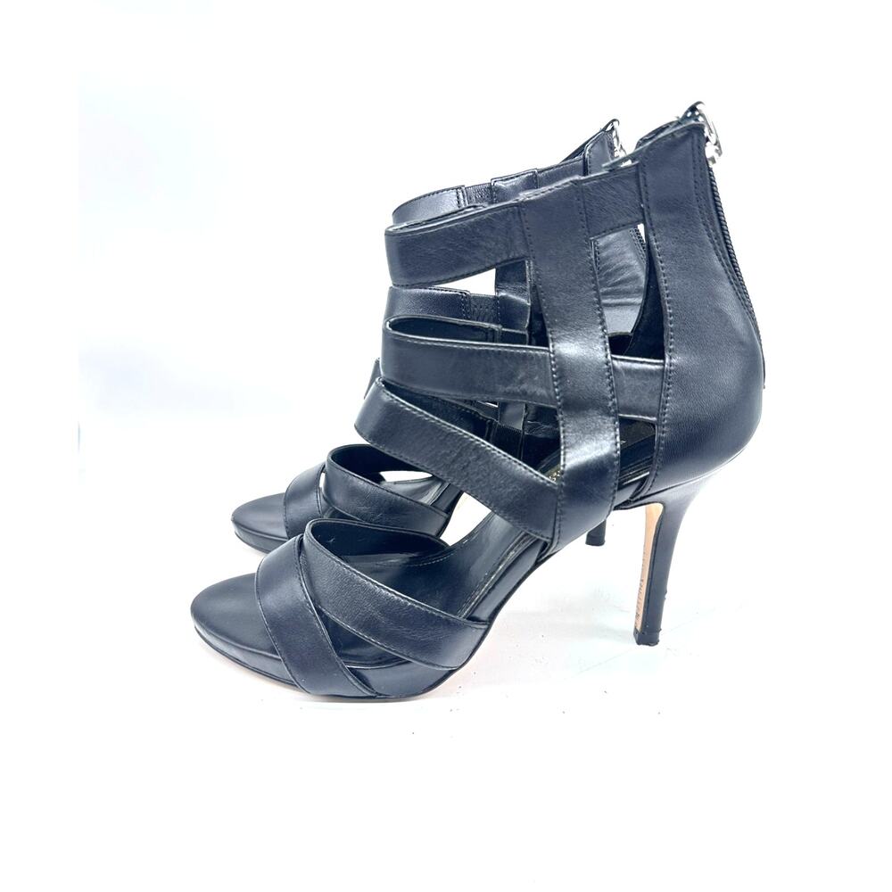 WHBM Alina Black Leather Strappy Stiletto Heel Womens Size 7 Sexy